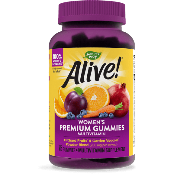 Nature's Way Alive! Womens Premium Gummy Multivitamin, B-Vitamins, 75 Gummies
