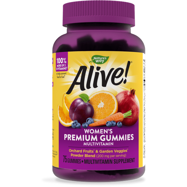 Nature's Way Alive! Women’s Premium Gummy Multivitamin, B-Vitamins, 75 Gummies