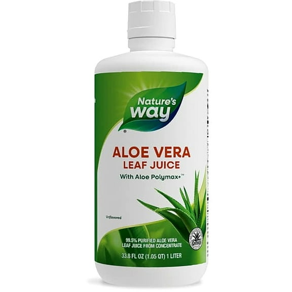 Nature's Way Aloe Vera Leaf Juice 99.5% Purified Aloe Vera Leaf Juice, 1 Liter 33.8 fl oz., 33.8 Fluid Ounce