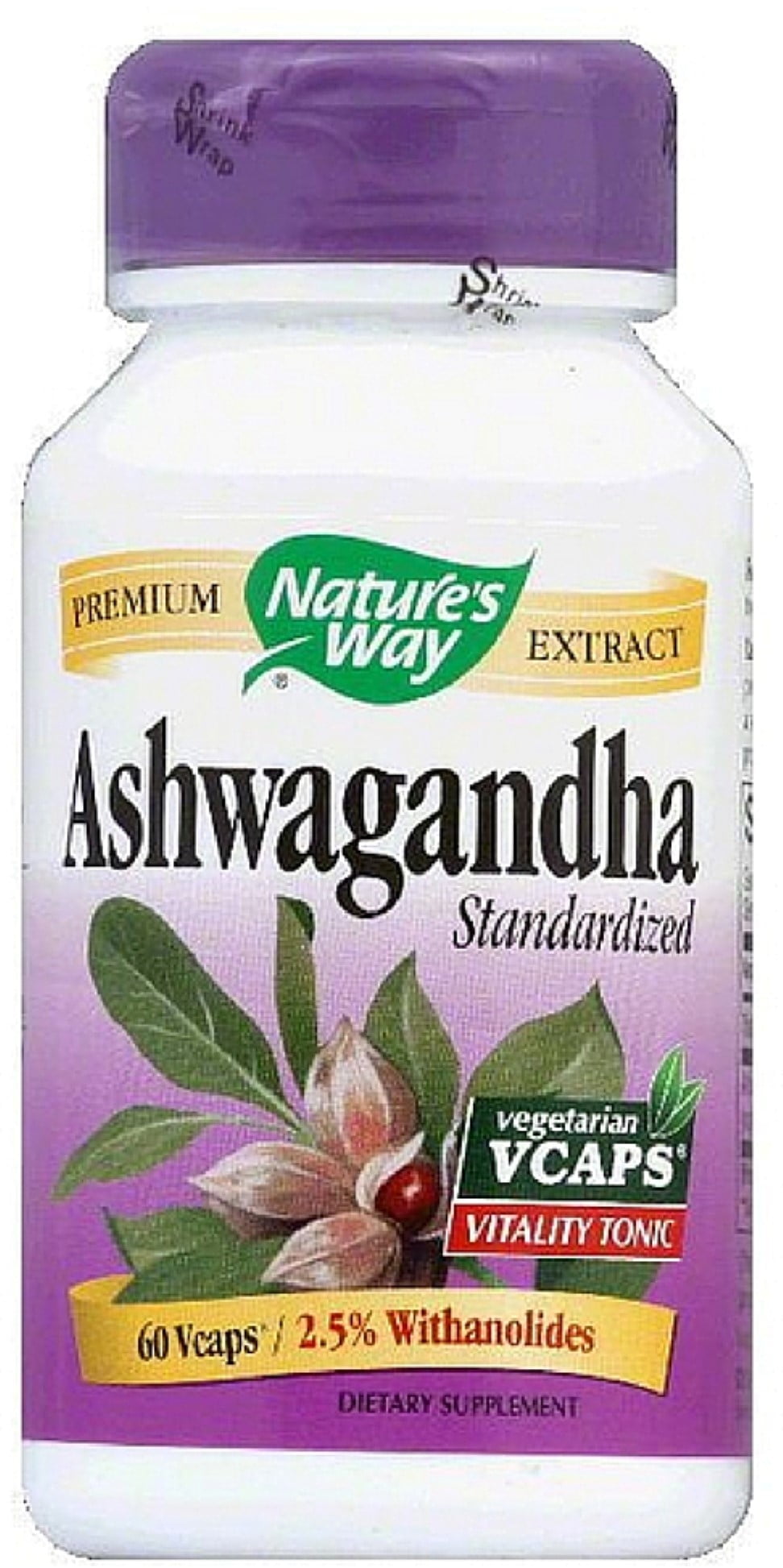 Nature's Way Ashwagandha Standardized Vegetarian Capsules 60 ea (Pack of 2)