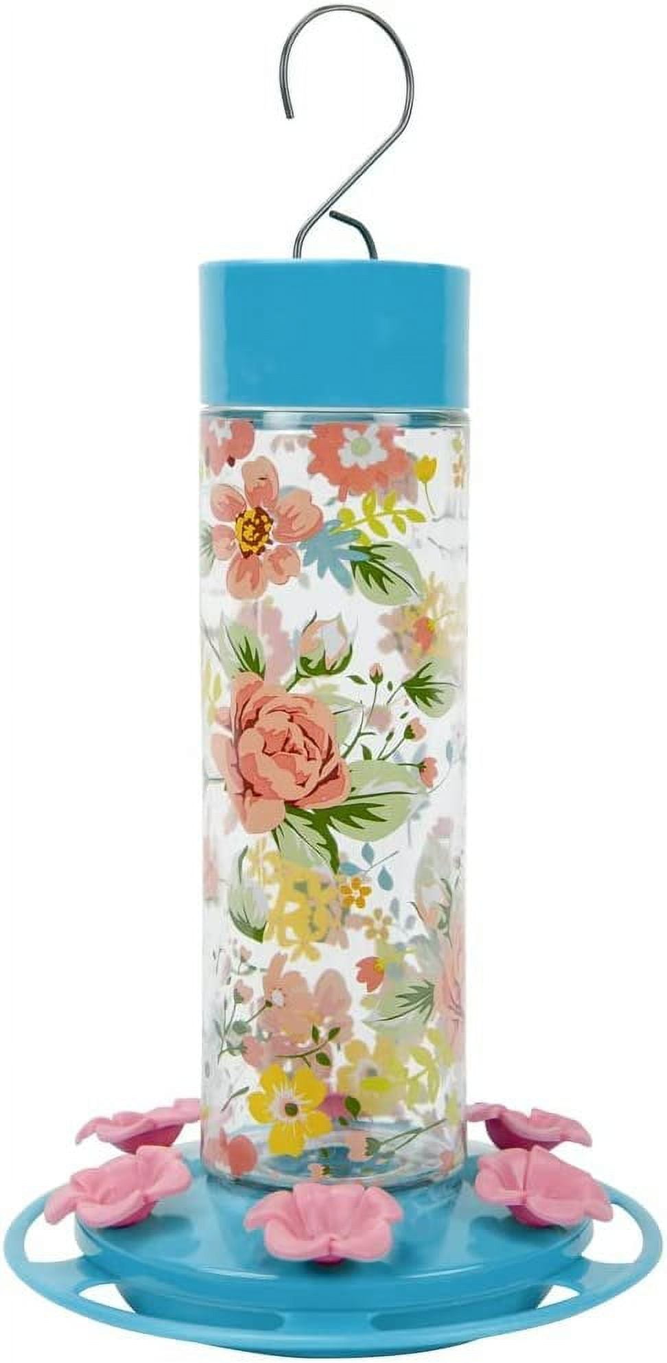 Nature's Way Bird Products DGHF2 Charming Peony Decorative Glass Hummingbird Feeder