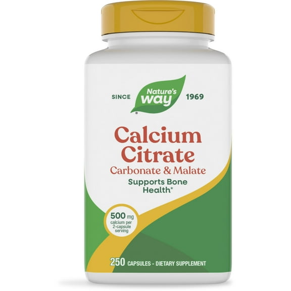 Nature's Way Calcium Citrate Capsules, Carbonate and Malate, Supports Bone Health*, Unisex, 250ct