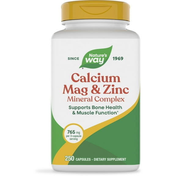Nature's Way Calcium Magnesium & Zinc Mineral Complex Capsules, Unisex, 250ct