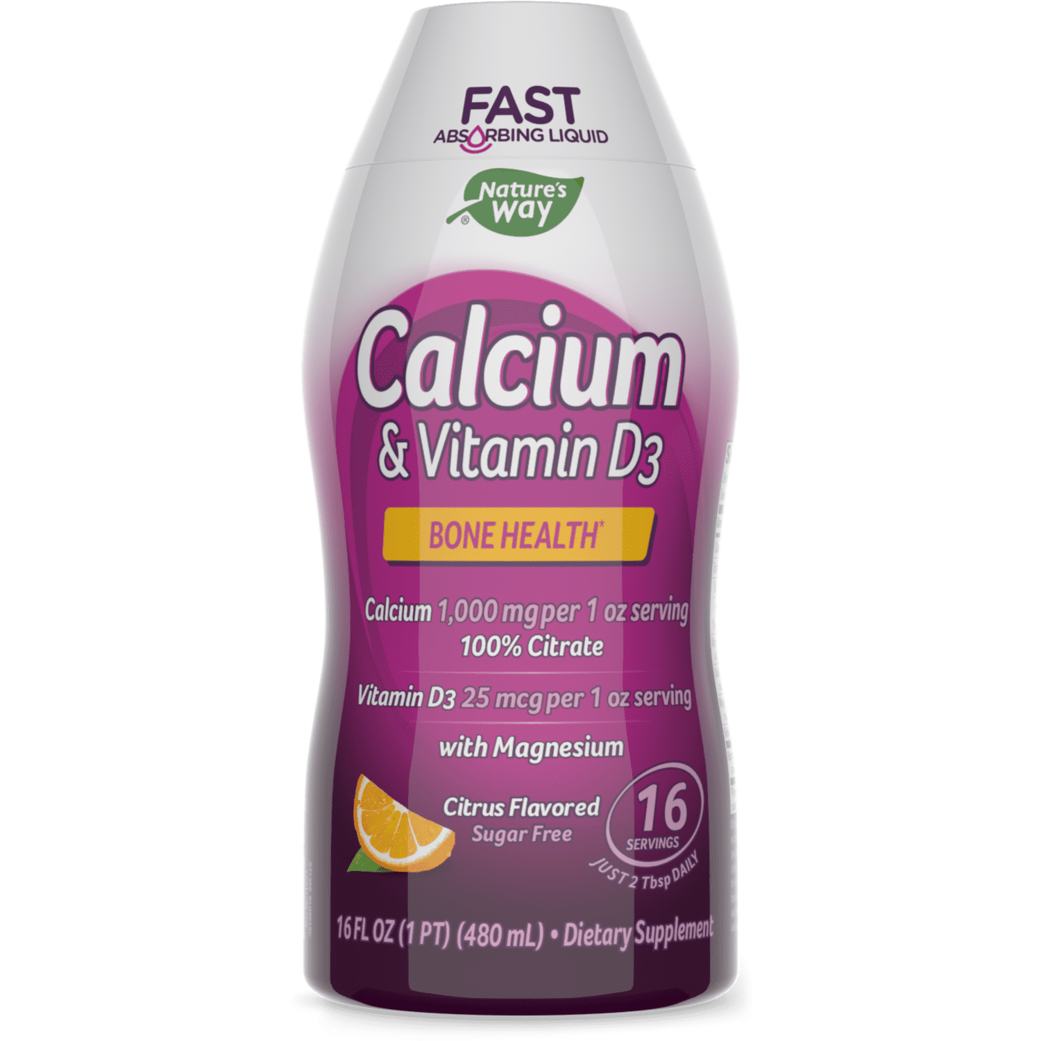 Nature's Way Calcium & Vitamin D3 Bone Health Liquid Supplement, Citrus