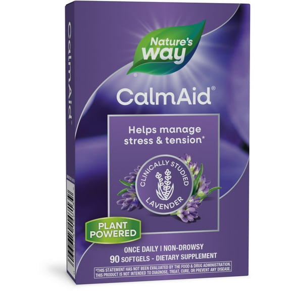 Nature's Way CalmAid Softgels, Helps Manage Stress & Tension*, Clinically Studied Lavender, 90 Count