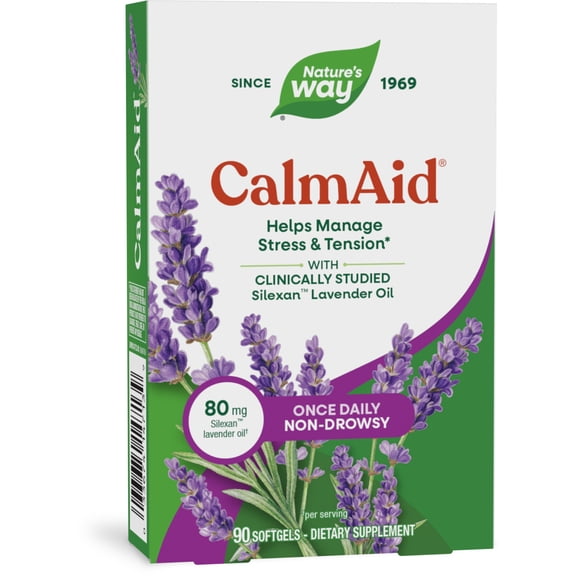 Nature's Way CalmAid Lavender Oil Supplement, Calm & Stress Support*, 90 ct