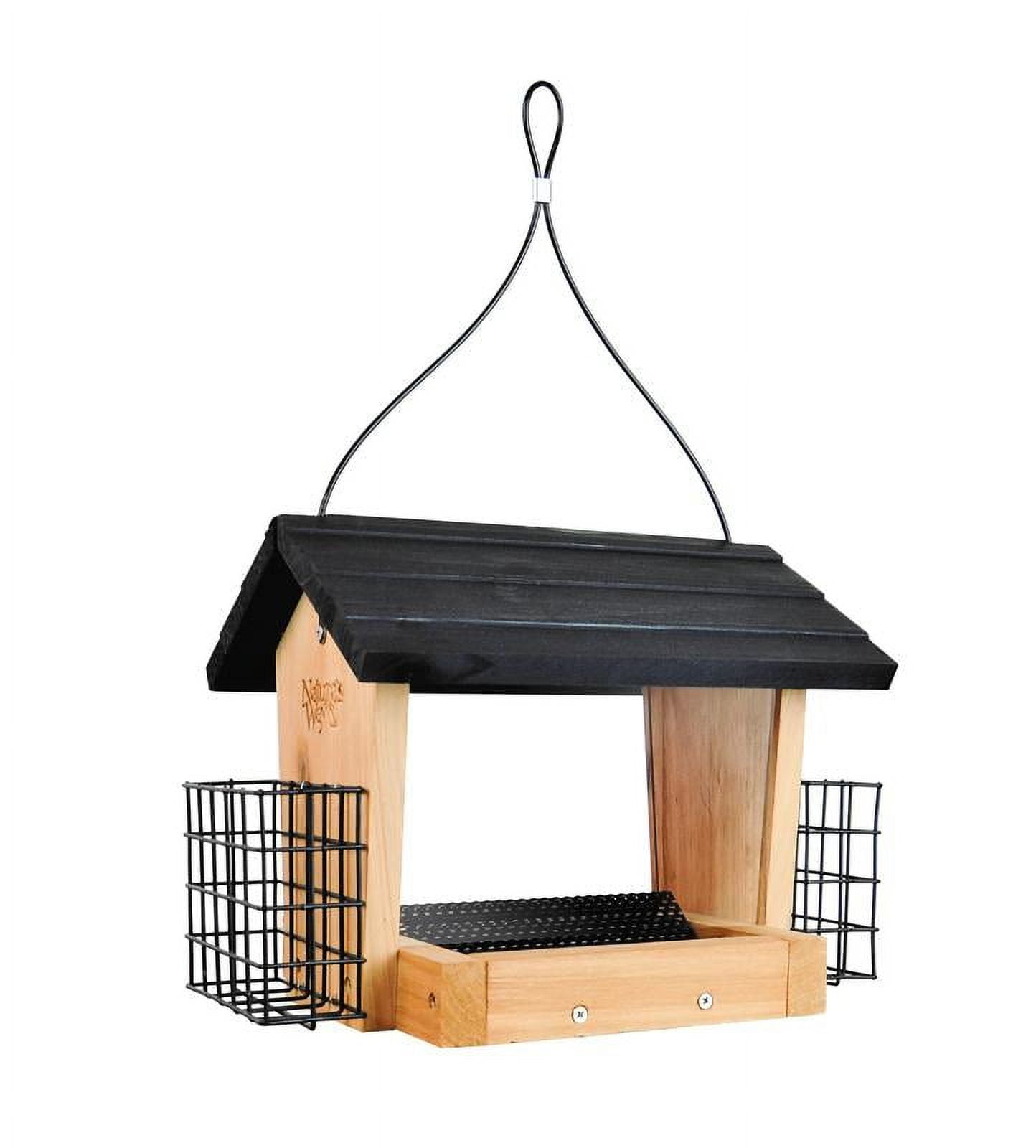 Nature's Way Cedar Hopper Bird Feeder with Suet Cages