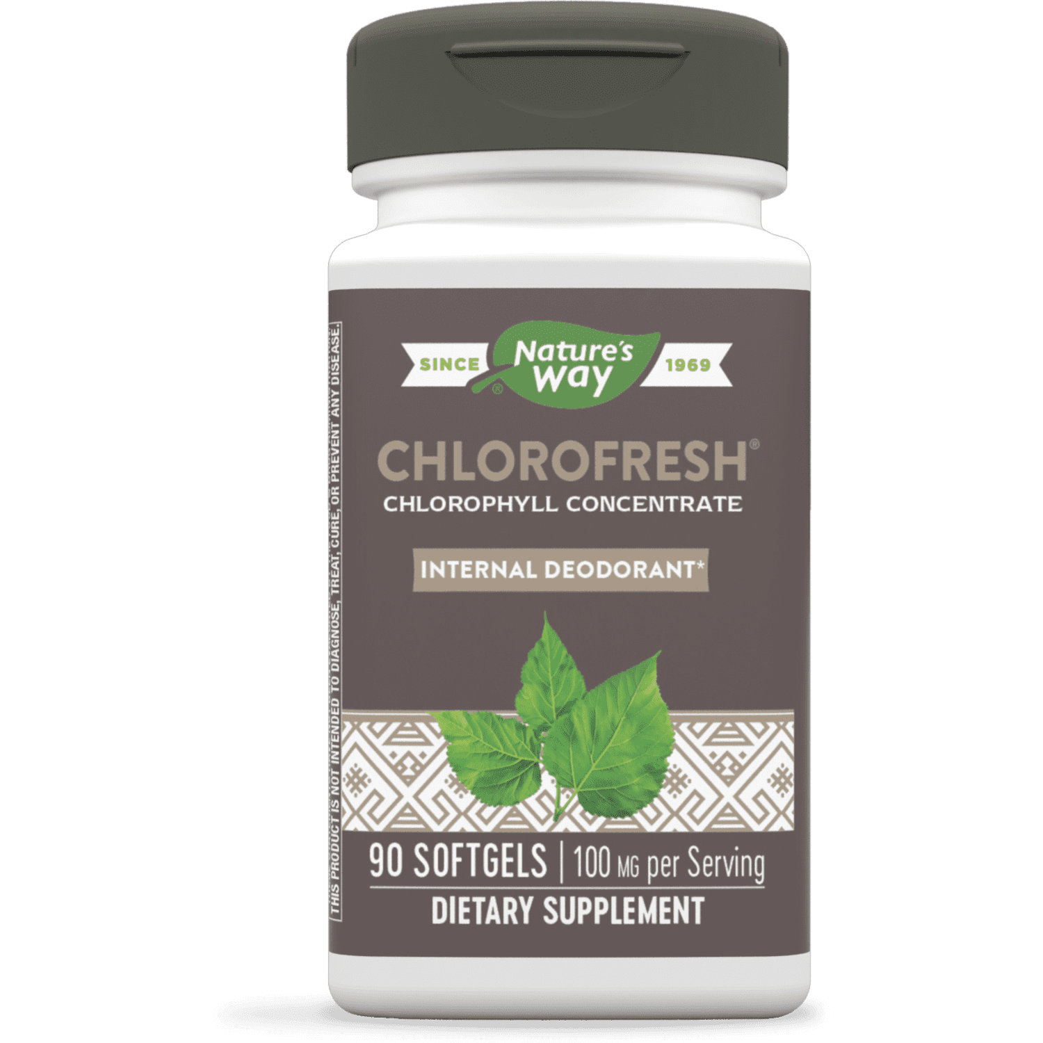 Natures Way Chlorofresh Chlorophyllin Concentrate, Supports Detoxification Pathways*, Chlorophyllin Copper Complex, Supports Healthy Skin*, Internal Deodorant*, 100 mg per Serving, 90 Softgels