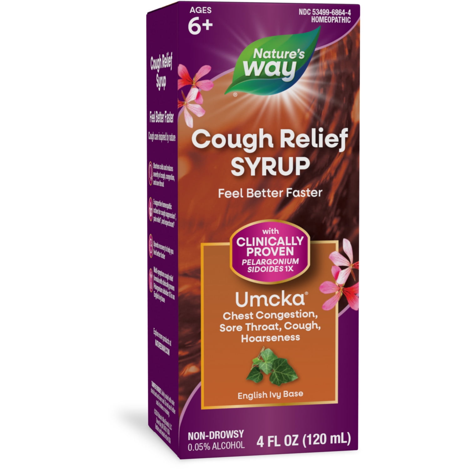 Nature's Way Cough Relief Syrup, Umcka, Homeopathic, Non-Drowsy, Unisex, 4 Fl Oz