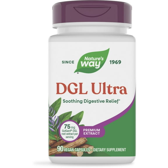 Nature's Way DGL Ultra Capsules, Licorice Root Extract, Soothing Digestive Relief*, Unisex, 90ct