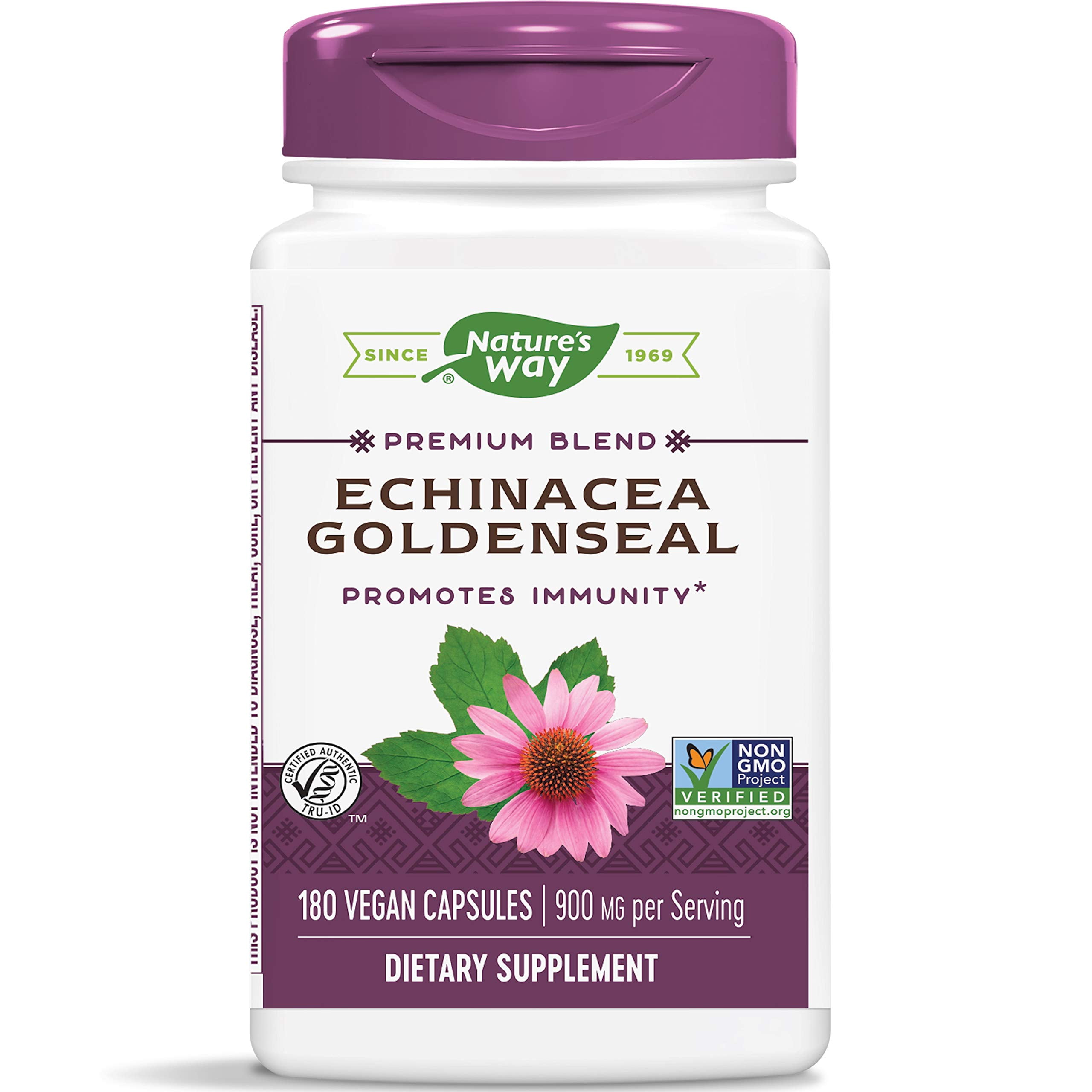 Nature's Way Echinacea Goldenseal Capsules, Premium Blend, Supports Immune Health*, Unisex,  180ct