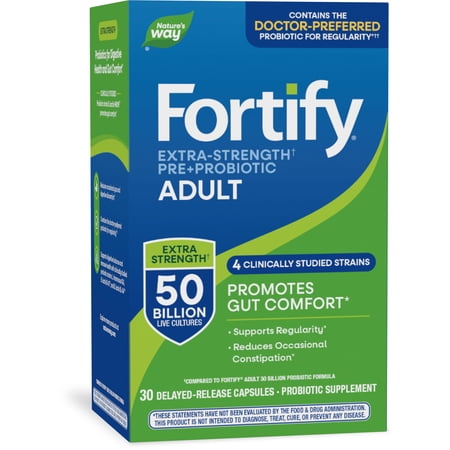 Nature's Way Extra Strength** Probiotic Fortify Adult Capsules, 50 Billion Cultures, Unisex, 30 Ct