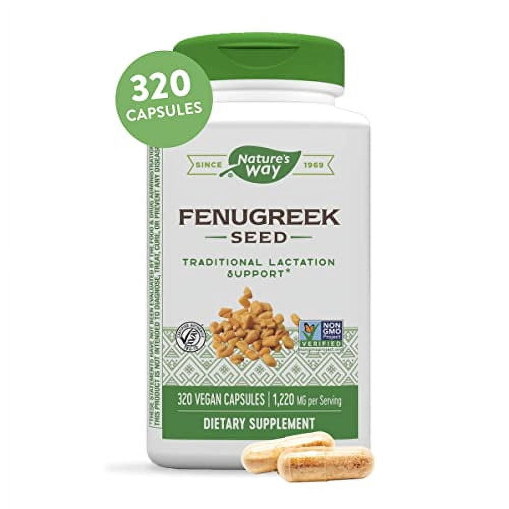 Nature's Way Fenugreek Seed, Traditional Lactation Supplement for Breastfeeding Support*, 1220 mg, 320 Vegan Capsules