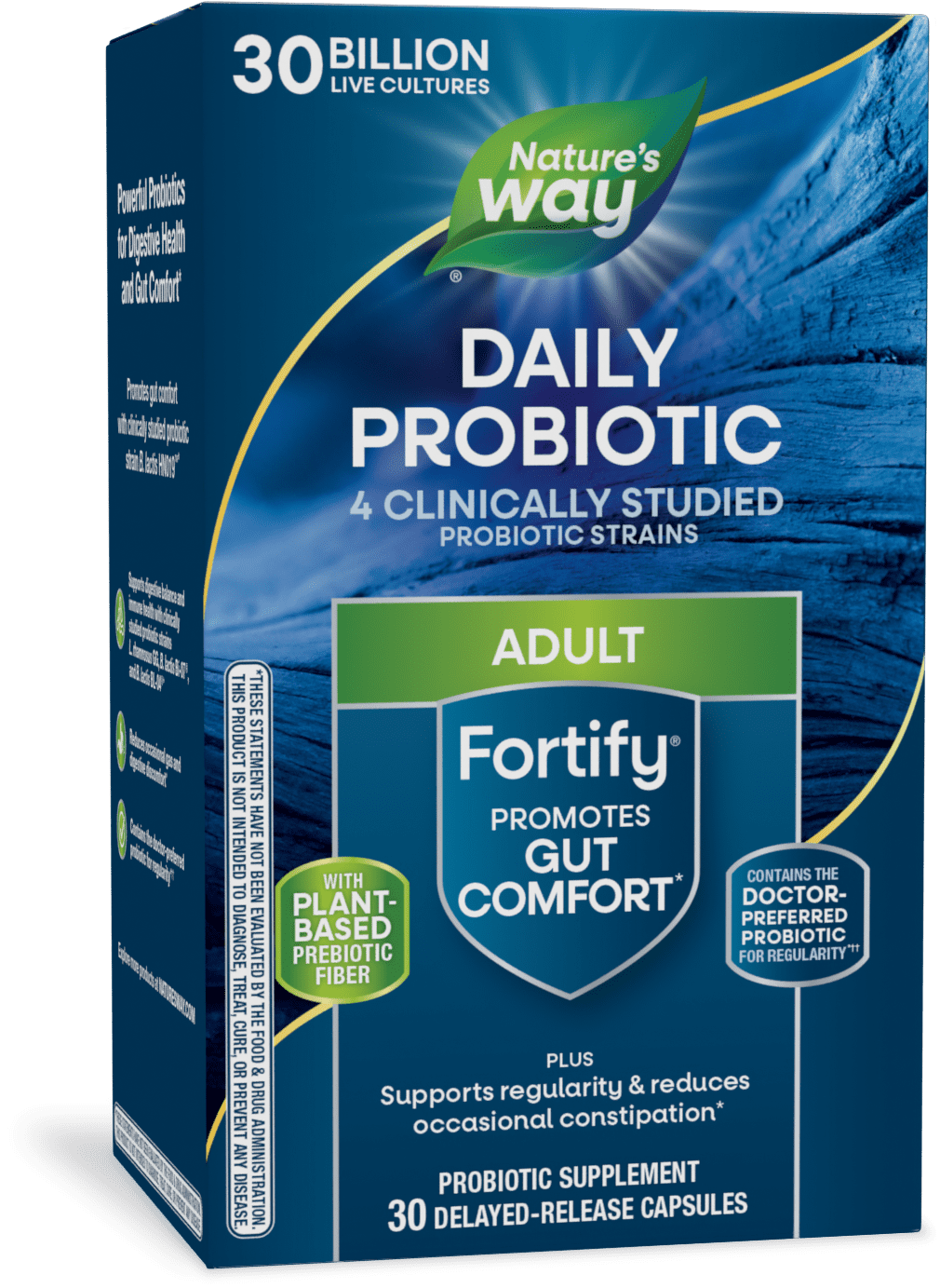 Natureâ€™s Way Fortify Daily Probiotic for Adults, 30 Billion Live Cultures, 10 Strains, Prebiotics, 30 Capsules