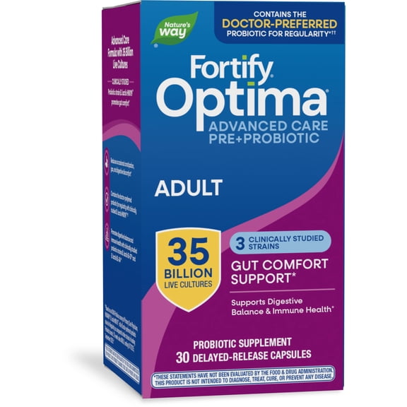 Nature's Way Fortify Optima Probiotic Capsules, 35 Billion Live Cultures, Gut Comfort*, Unisex, 30ct