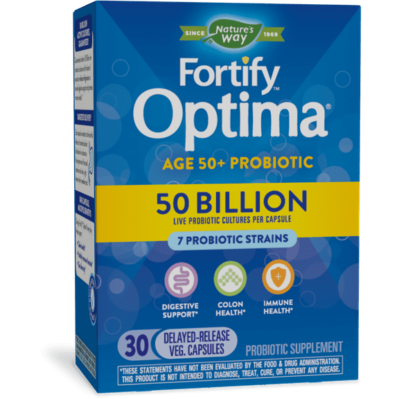 Nature's Way Fortify Optima Optima Adult 50+ Daily Probiotic, 50 Billion Live Cultures, 7 Strains, 30 Capsules