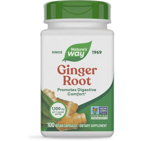 Nature's Way Ginger Root Capsules, Digestive Comfort*, Reduces Motion-Related Nausea*, Unisex, 100ct