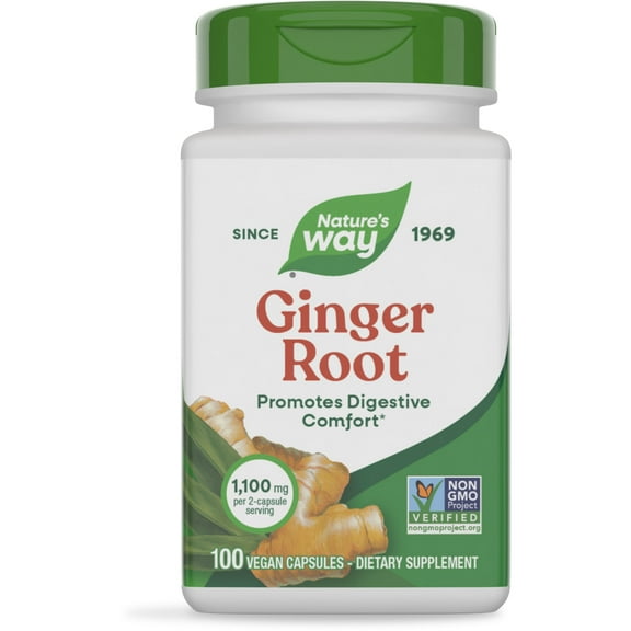 Nature's Way Ginger Root Capsules, Digestive Comfort*, Reduces Motion-Related Nausea*, Unisex, 100ct