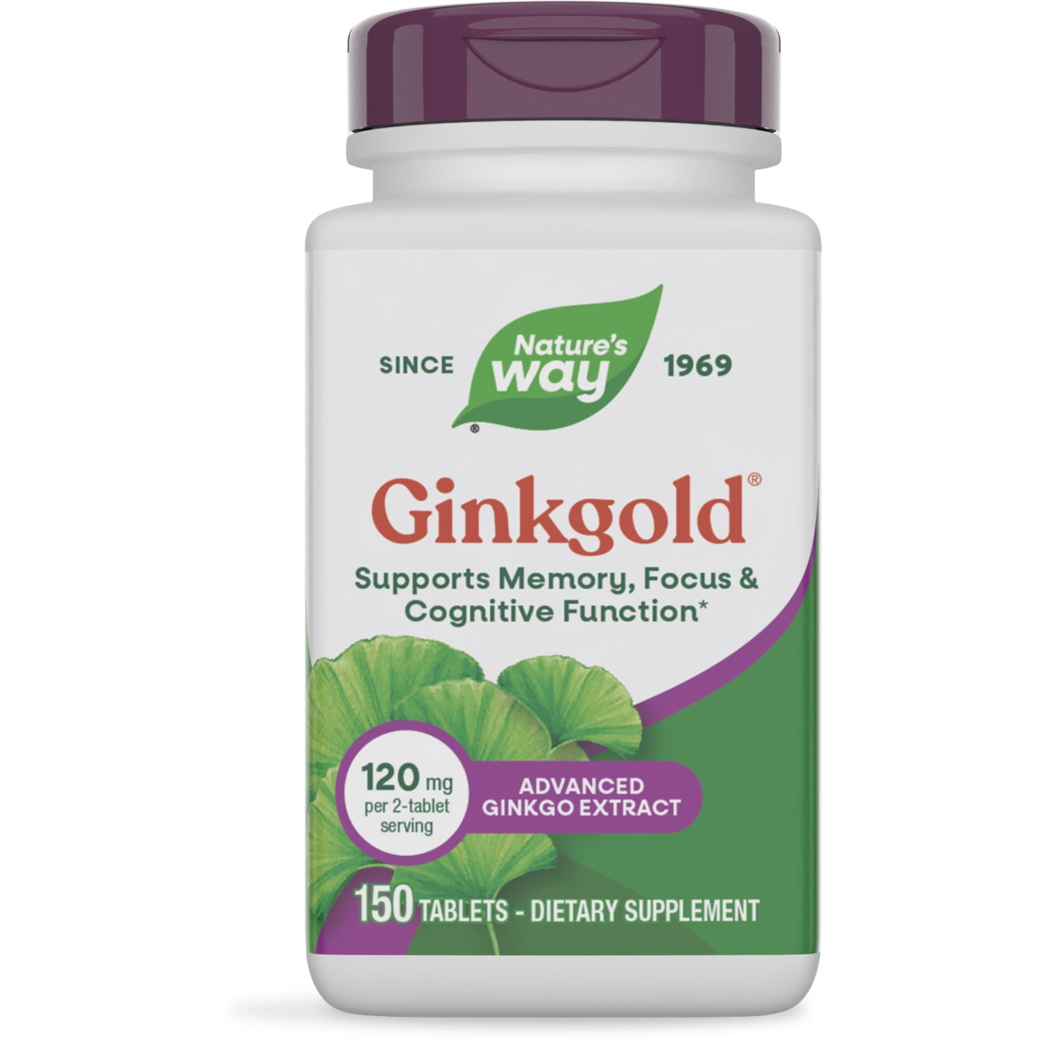 Nature's Way Ginkgold Advanced Ginkgo Extract Tablets, Supports Memory & Focus*, Unisex, 150ct