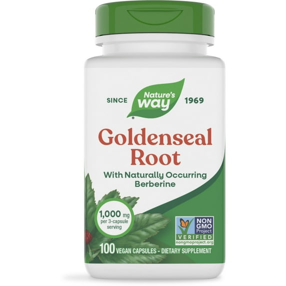 Nature's Way Goldenseal Root Capsules, Traditional Digestive Support*, with Berberine, Unisex, 100ct