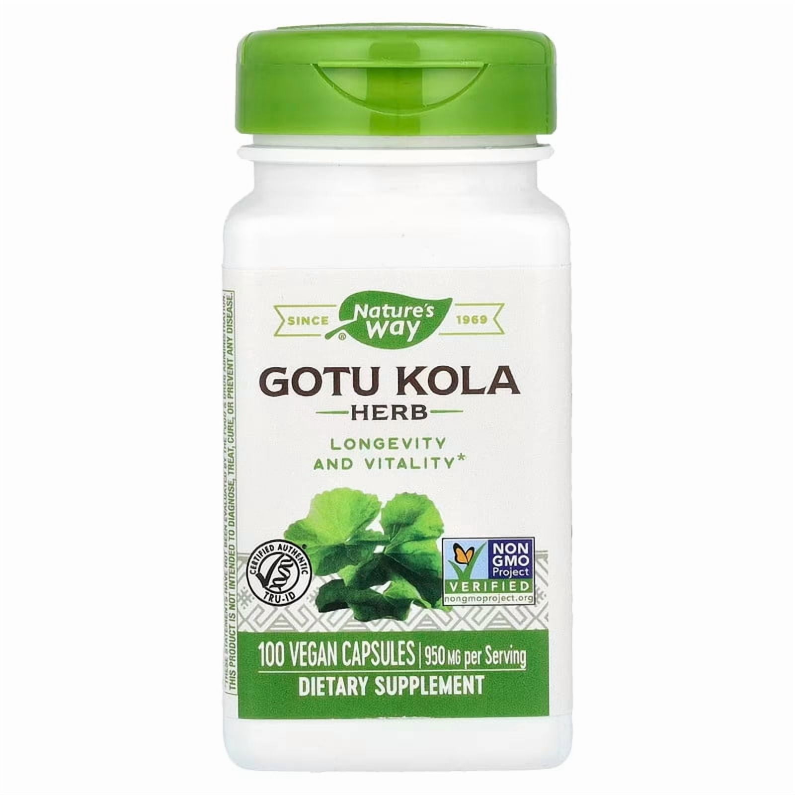 Nature's Way Gotu Kola Herb Vegetarian Capsules, 100 Ct