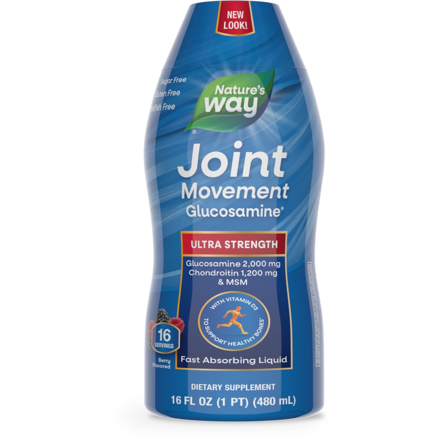 Nature's Way Joint Movement Glucosamine Liquid Supplement, Unisex, Berry Flavored, 16 fl oz