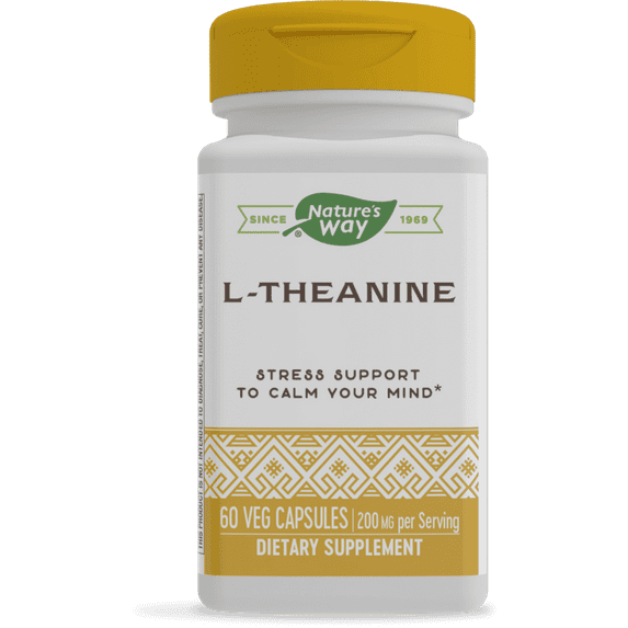 Nature's Way L-Theanine Suntheanine Brand Patented Amino Acid 100 mg Potency, 60 Capsules