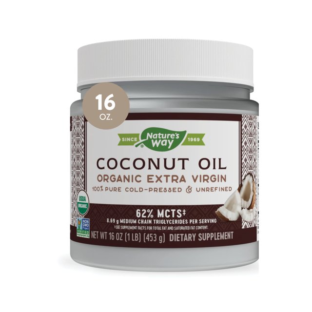 Nature's Way Organic Extra Virgin Coconut Oil, ColdPressed & Unrefined, 16 Fl Oz.