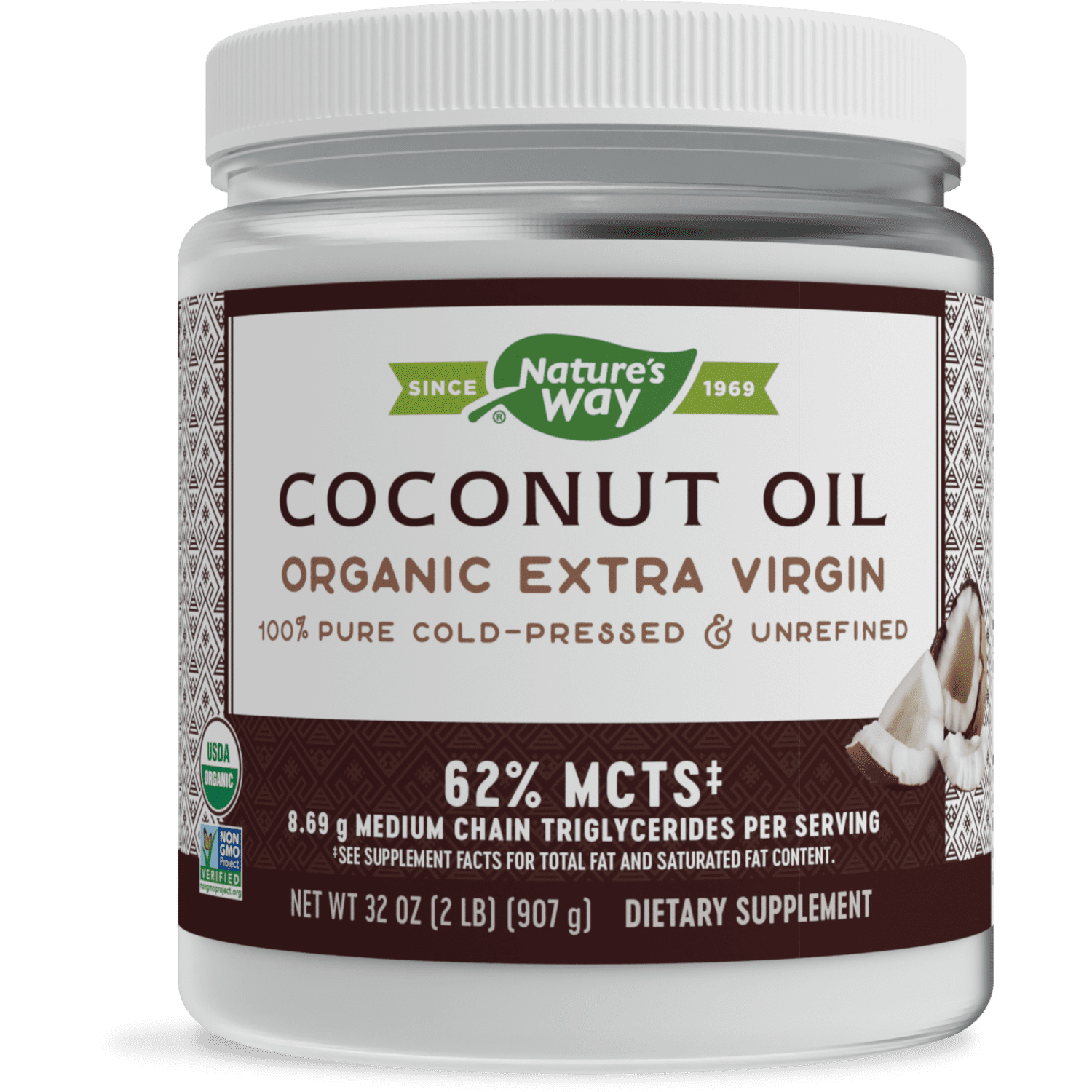 Natures Way Organic Extra Virgin Coconut Oil Pure And Unrefined Cold Pressed 32 Oz 