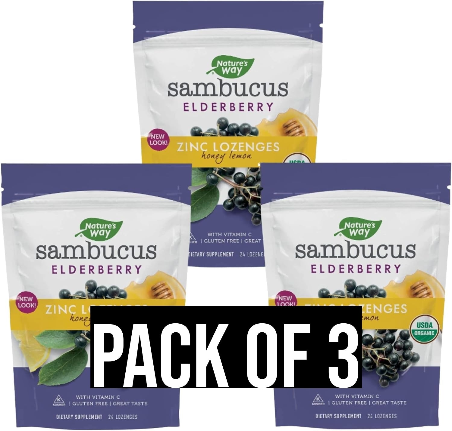 Nature's Way Organic Sambucus Lozenge Elderberry and Zinc