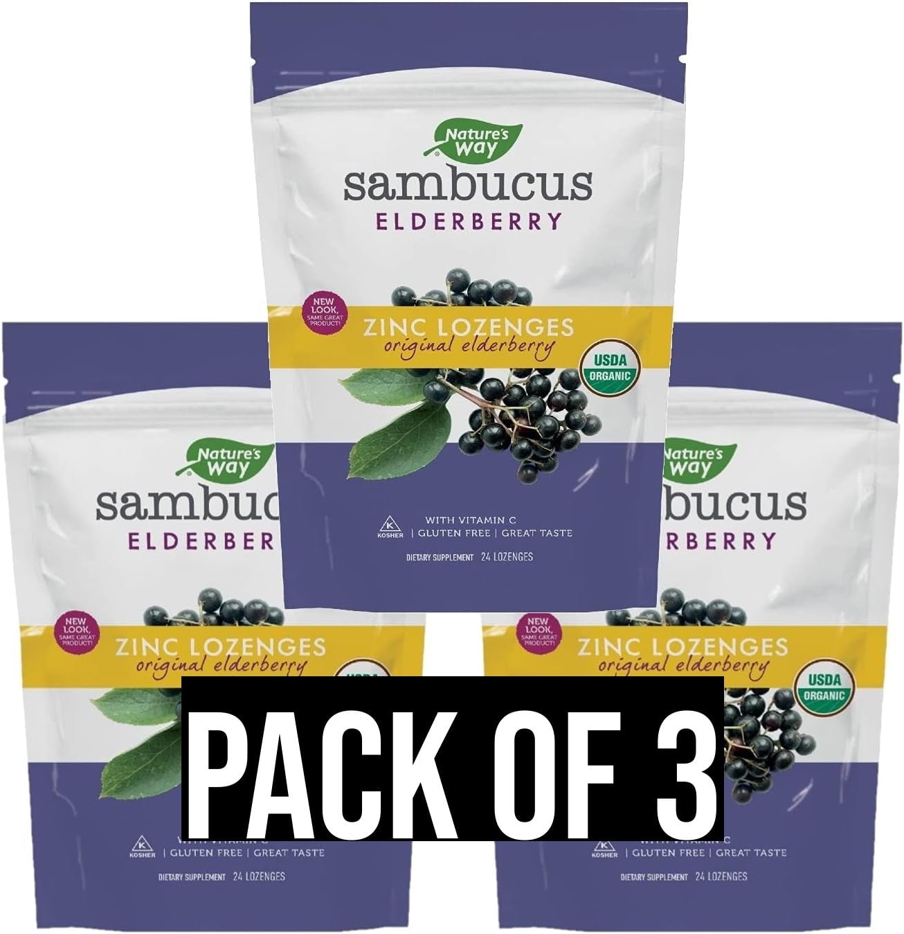 Nature's Way Organic Sambucus Lozenge Elderberry and Zinc