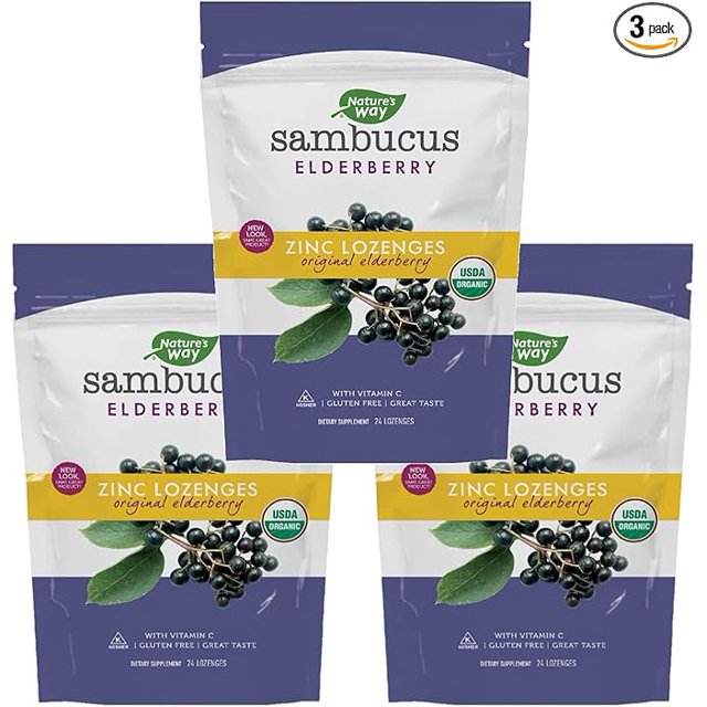 Nature's Way Organic Sambucus Zinc Lozenges With Elderberry & Vitamin
