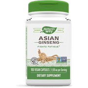 Natures Way Premium Herbal Asian Ginseng, Fights Fatigue*, 1,120 mg per serving, Vegan, 100 Capsules