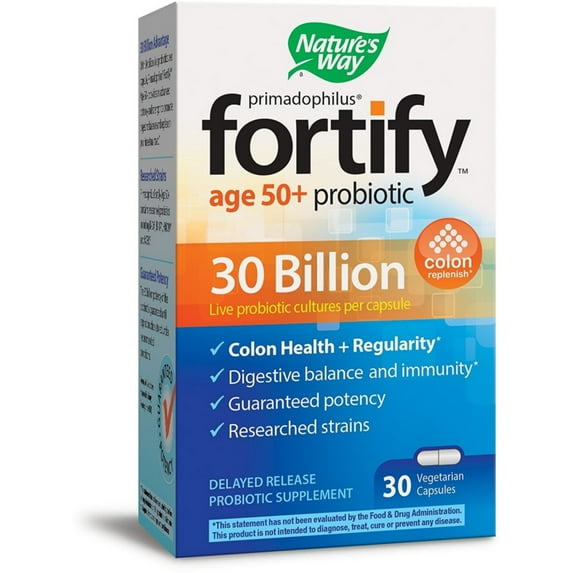 Nature's Way Primadophilus Fortify Age 50+ Probiotic Supplement 30 ea (Pack of 2)