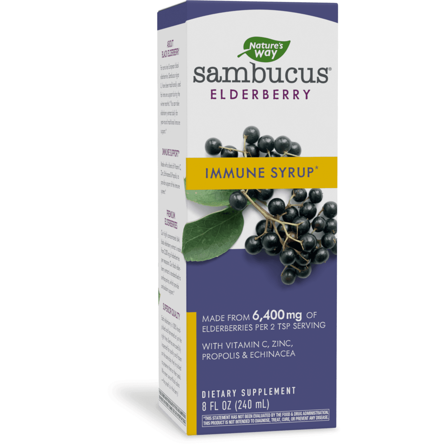 Nature's Way Sambucus Elderberry Immune Syrup*, Vitamin C & Zinc