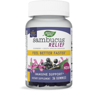 Nature's Way Sambucus Relief, Immune Support, Elderberry + South African Geranium, 36 Gummies