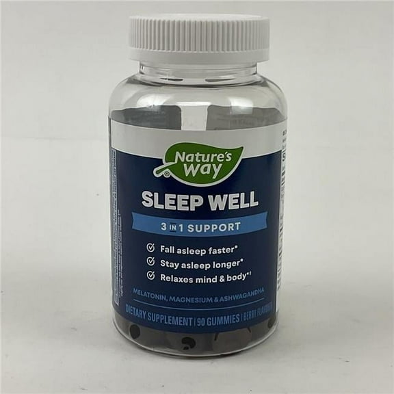 Nature's Way Sleep Well 3 in 1 Support Gummies with Melatonin and Magnesium- 60 Count Gummies