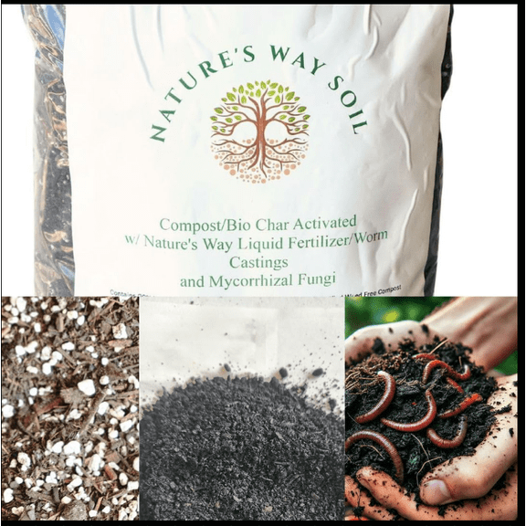 Nature's Way Soil Enhanced Living Compost with Fermented Duckweed Extract, 20% Worm Castings, 20% Activated BioChar, 60% Weed-Free Compost Organic Garden Soil Amendment for Root & Plant Growth