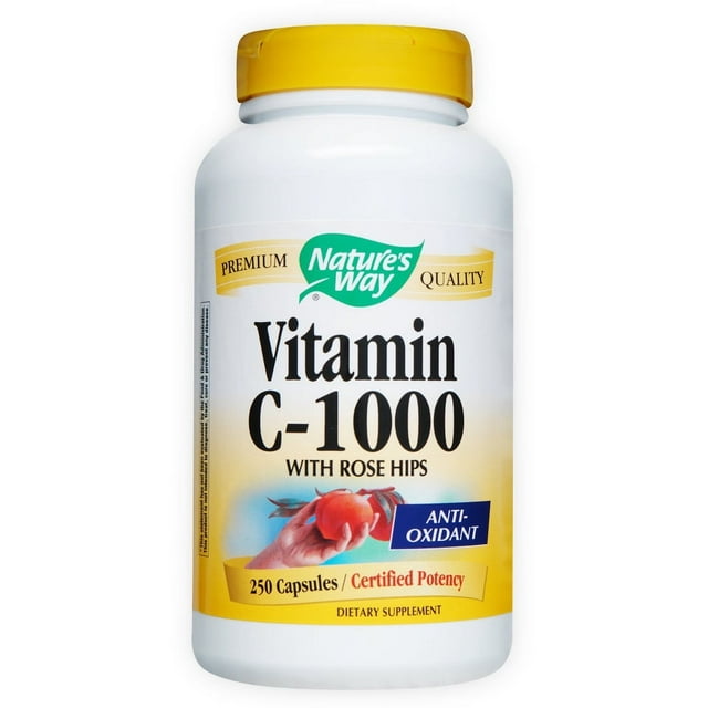 Nature's Way Vitamin C 1000Rose Hips Capsules, 250 Ct