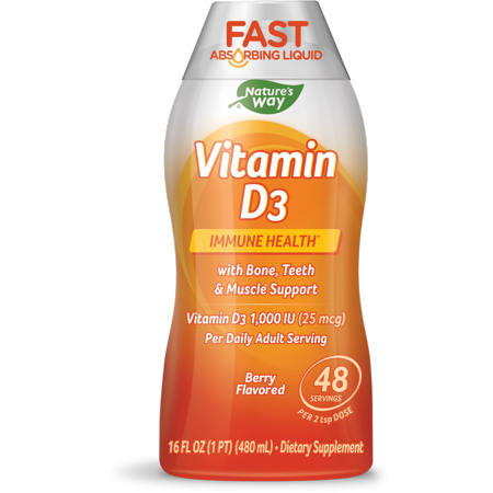 Nature's Way Vitamin D3 1000 IU, Fast Absorbing, 16 Ounces, Natural Berry Flavored