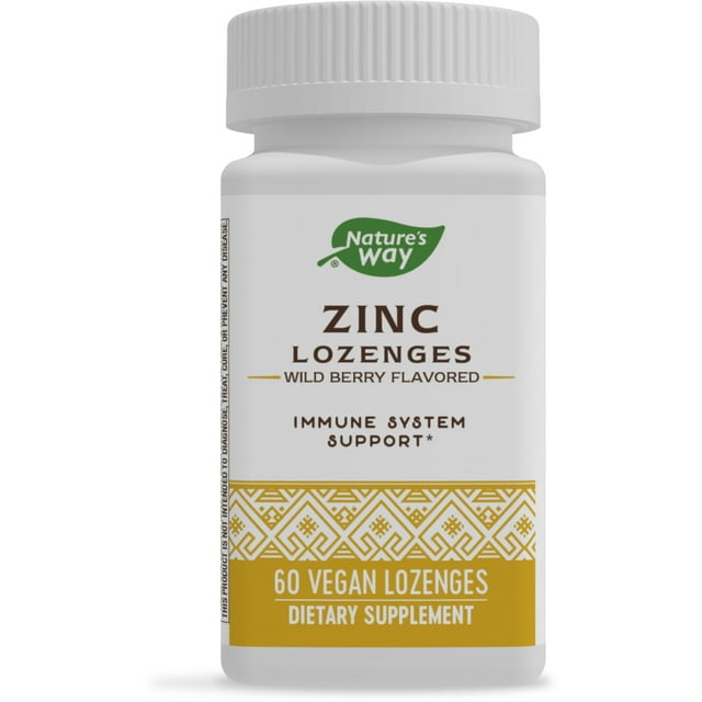 Nature's Way Zinc Lozenges, Immune Support, Wild Berry Flavored, 60 Lozenges