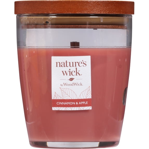 Nature's Wick Cinnamon & Apple Scented Candle, 10 oz., Medium, Fall Candle with Crackling Wick for Smooth Burn, Soy Wax Blend, Halloween Candle Cinnamon Apple