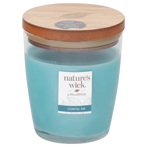 WoodWick Nature's Wick Coastal Air Scented Candle with Wooden Wick & Lid, 10 ounces
