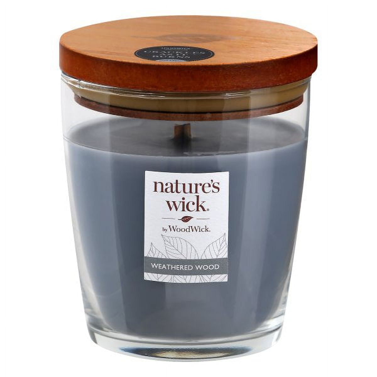 WoodWick Nature's Wick Weathered Woods Scented Candle, 10oz with Wooden Lid, Crackles at it Burns
