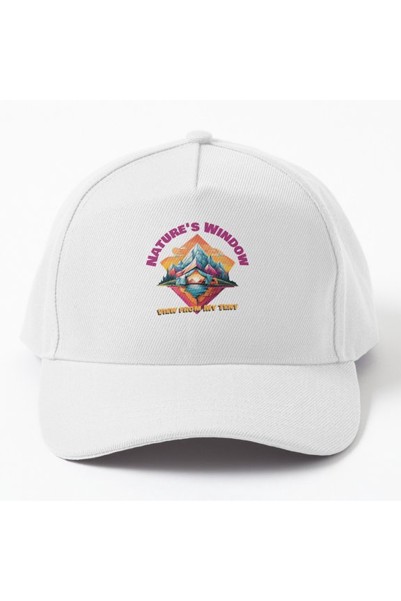 Nature's Window View From My Tent Baseball Cap, Scenic Travel Graphic Design, Classic Hat