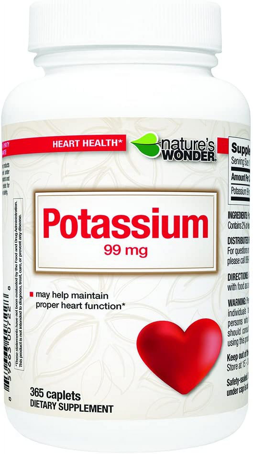 Nature's Wonder Potassium 99mg Tablets, 365 Count