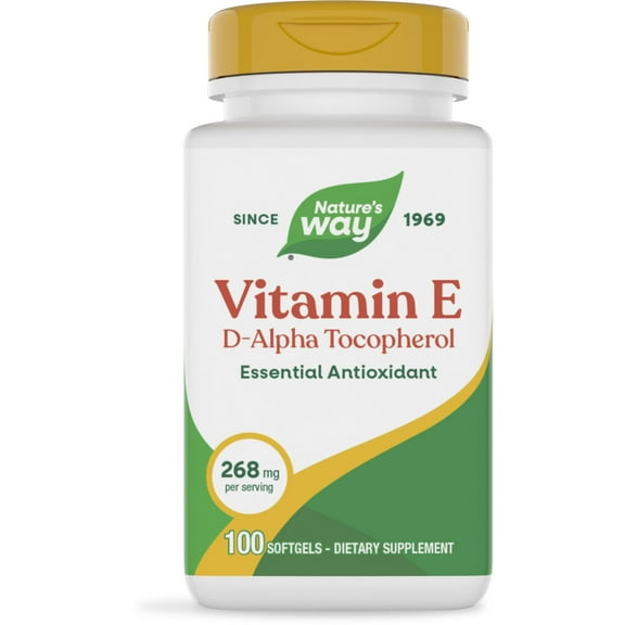Nature's Way Vitamin E Softgels, D-Alpha Tocopherol, Essential Antioxidant, 268mg per Serving, 100ct