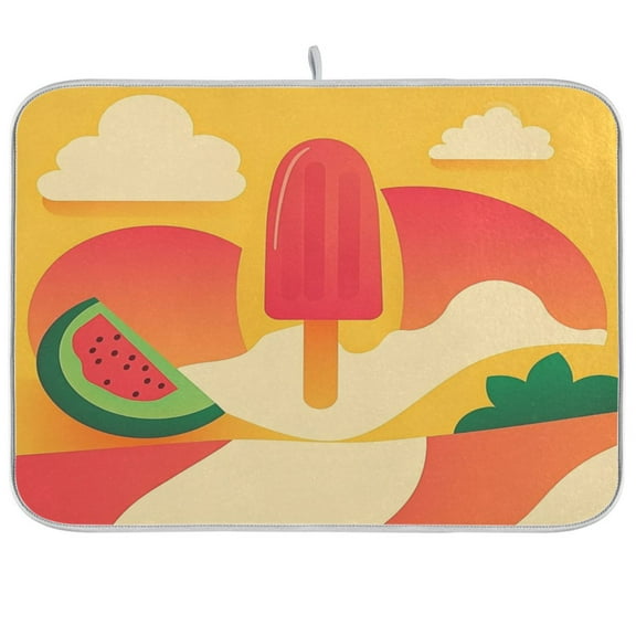 Nature-themed Summer Dish Drying Mat Kitchen Mats Microfiber Counter Absorbent Dish Pad Drainer Rack