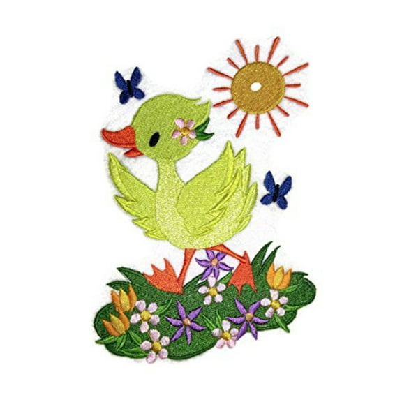 Nature weaved in threads, Sunny Day Duck [] Embroidered Iron on/Sew patch [4.71."6.81"]