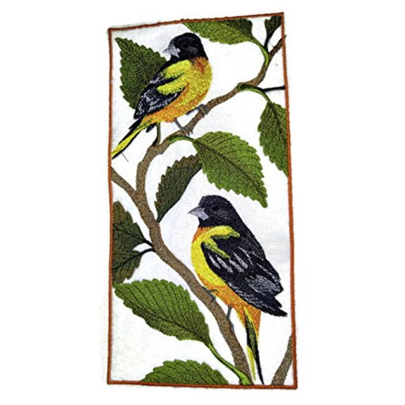 Nature weaved in threads, Amazing Birds Kingdom [Baltimore Oriole Panel] [Custom and Unique] Embroidered Iron on/Sew patch [9.42" 4.73"] [Made in USA]